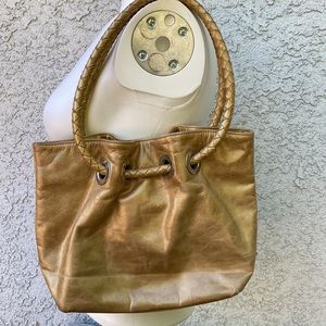 Susan Farber Collection SIGNED Vintage Khaki Shoulder Bag Purse Braided Handles
